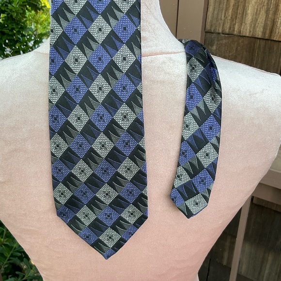 Other - Purple gray black checkered look silk tie